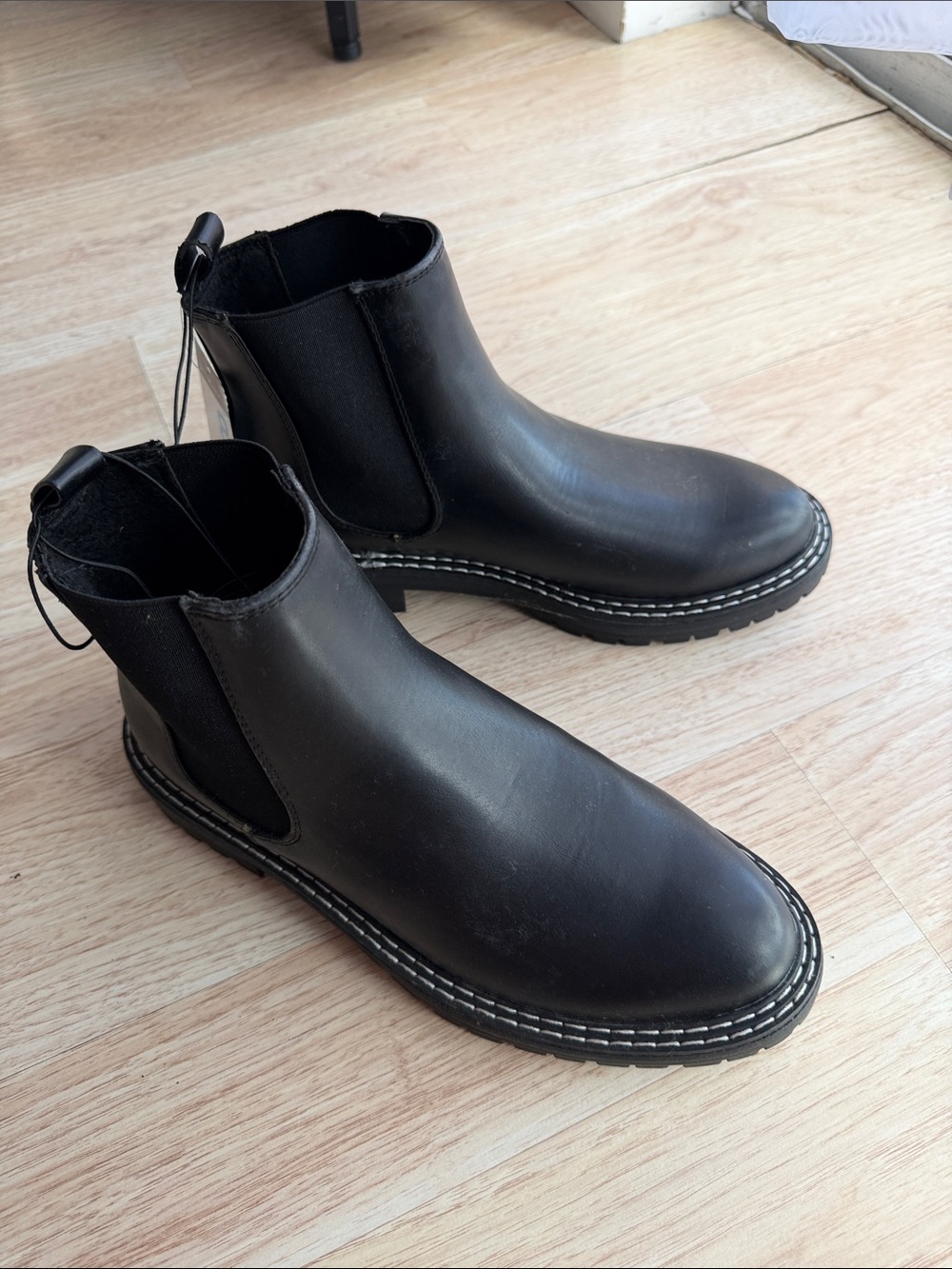 Primark size 8  Black Chelsea Boots with Contrast Stitching